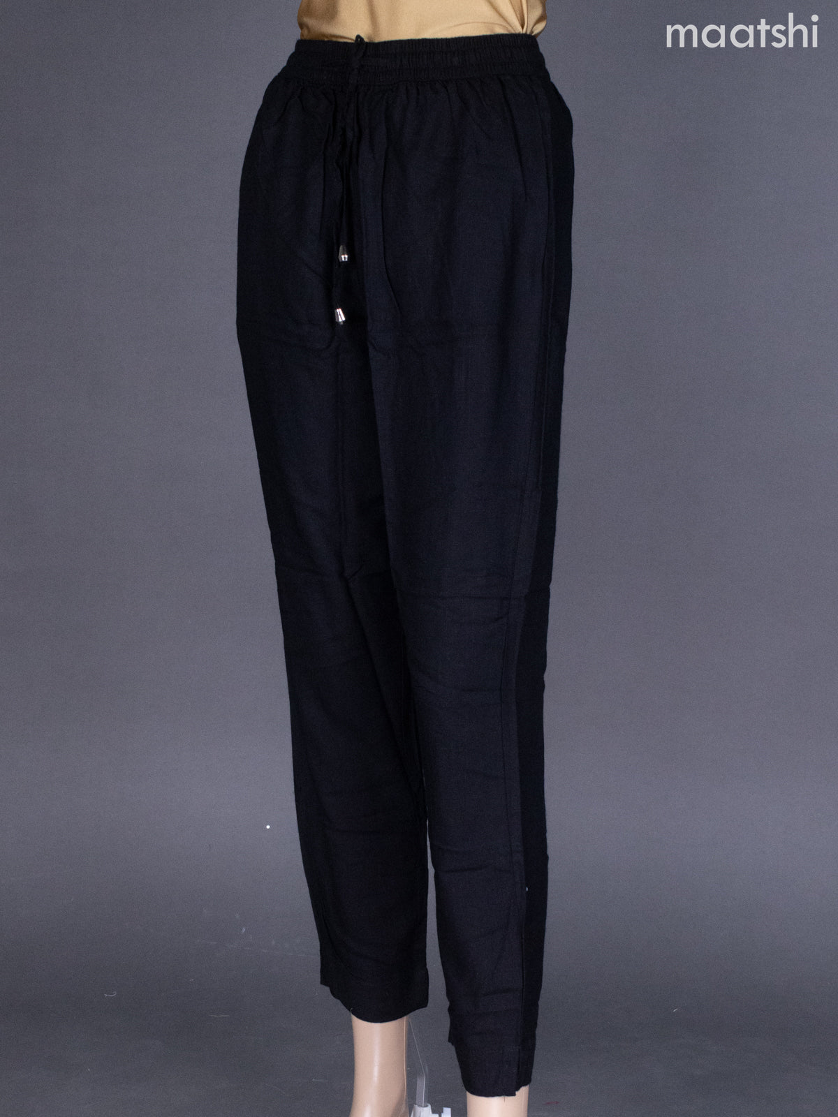 Black Cotton Straight Cut Pant