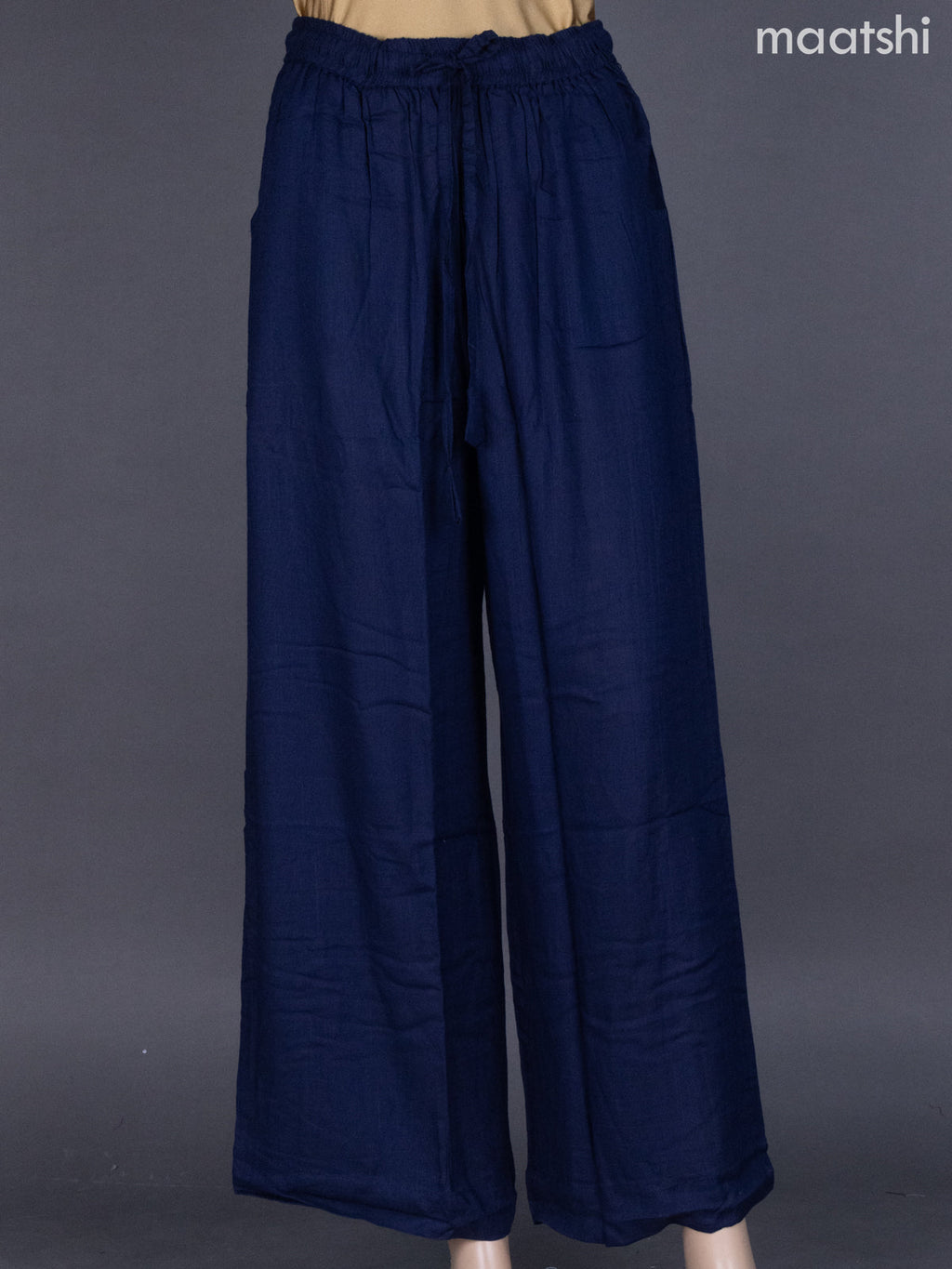 Navy Blue Linen Cotton Palazzo Pant