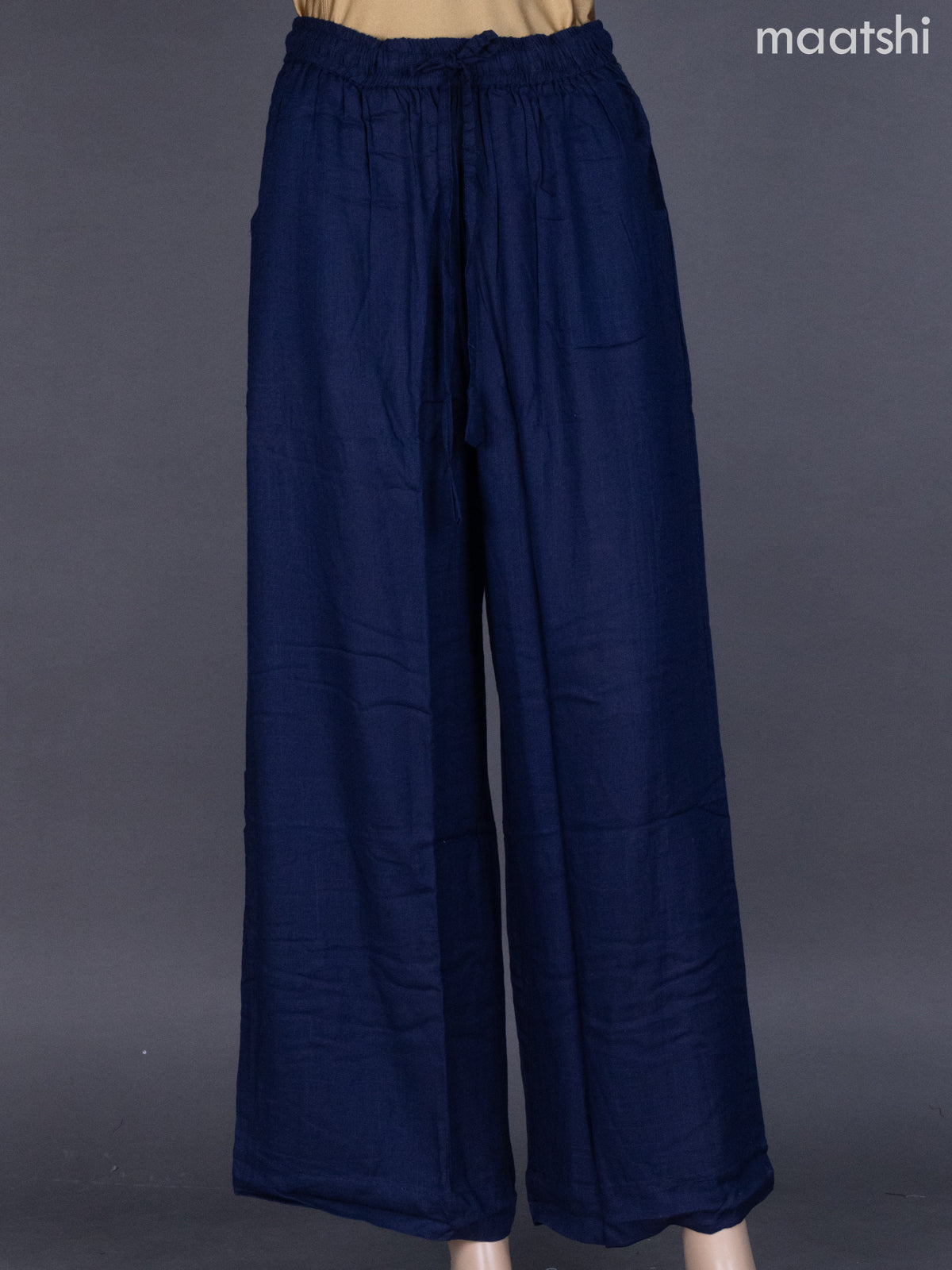 Navy Blue Linen Cotton Palazzo Pant