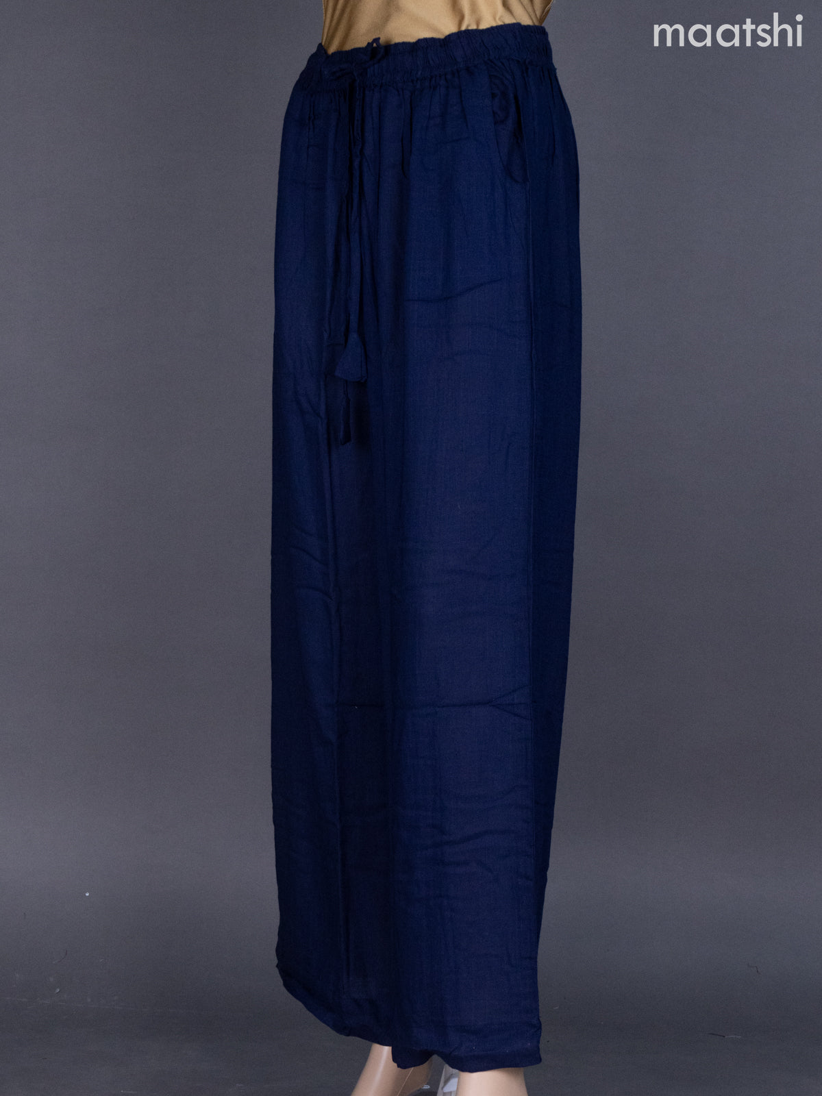 Navy Blue Linen Cotton Palazzo Pant