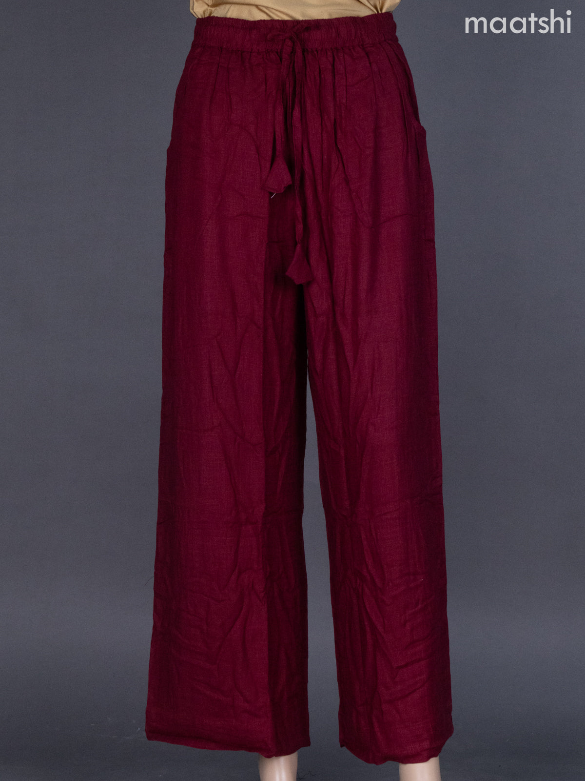 Maroon Linen Cotton Palazzo Pant