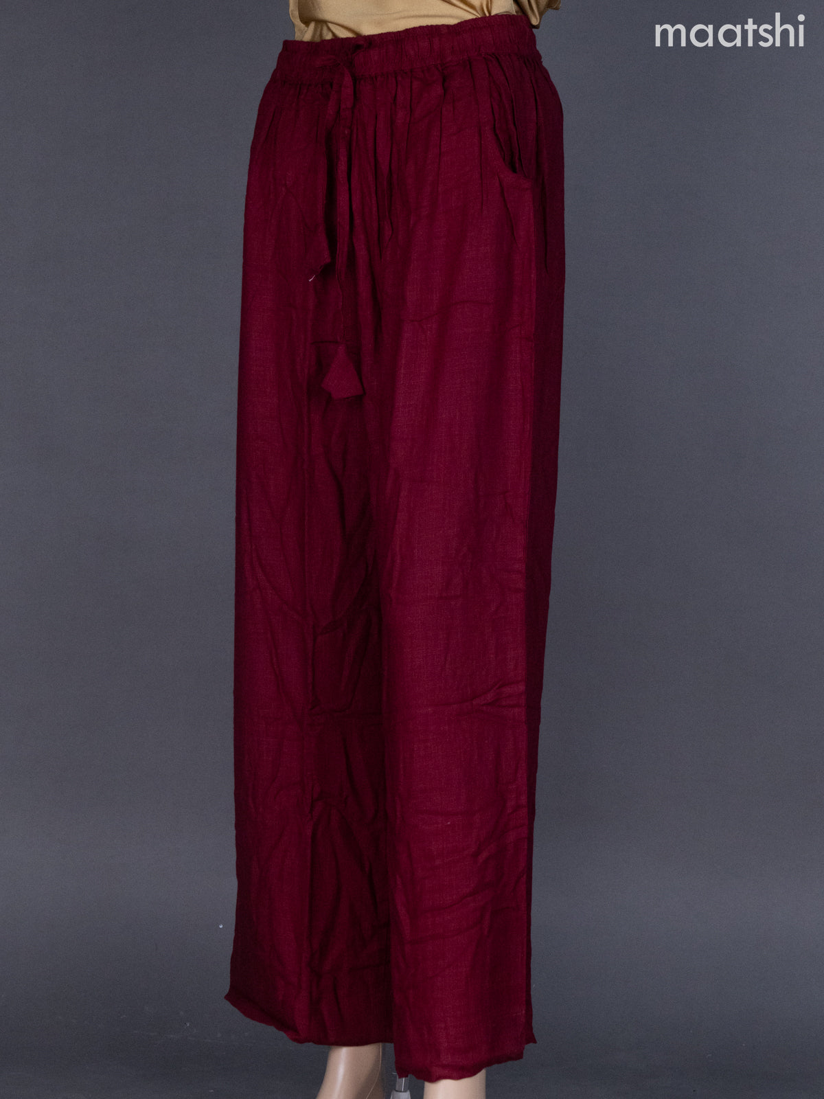 Maroon Linen Cotton Palazzo Pant
