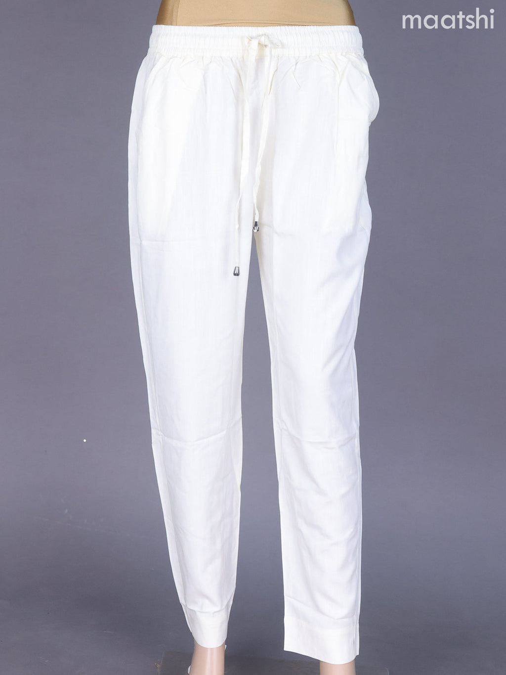 Cream Cotton Straight Cut Pant