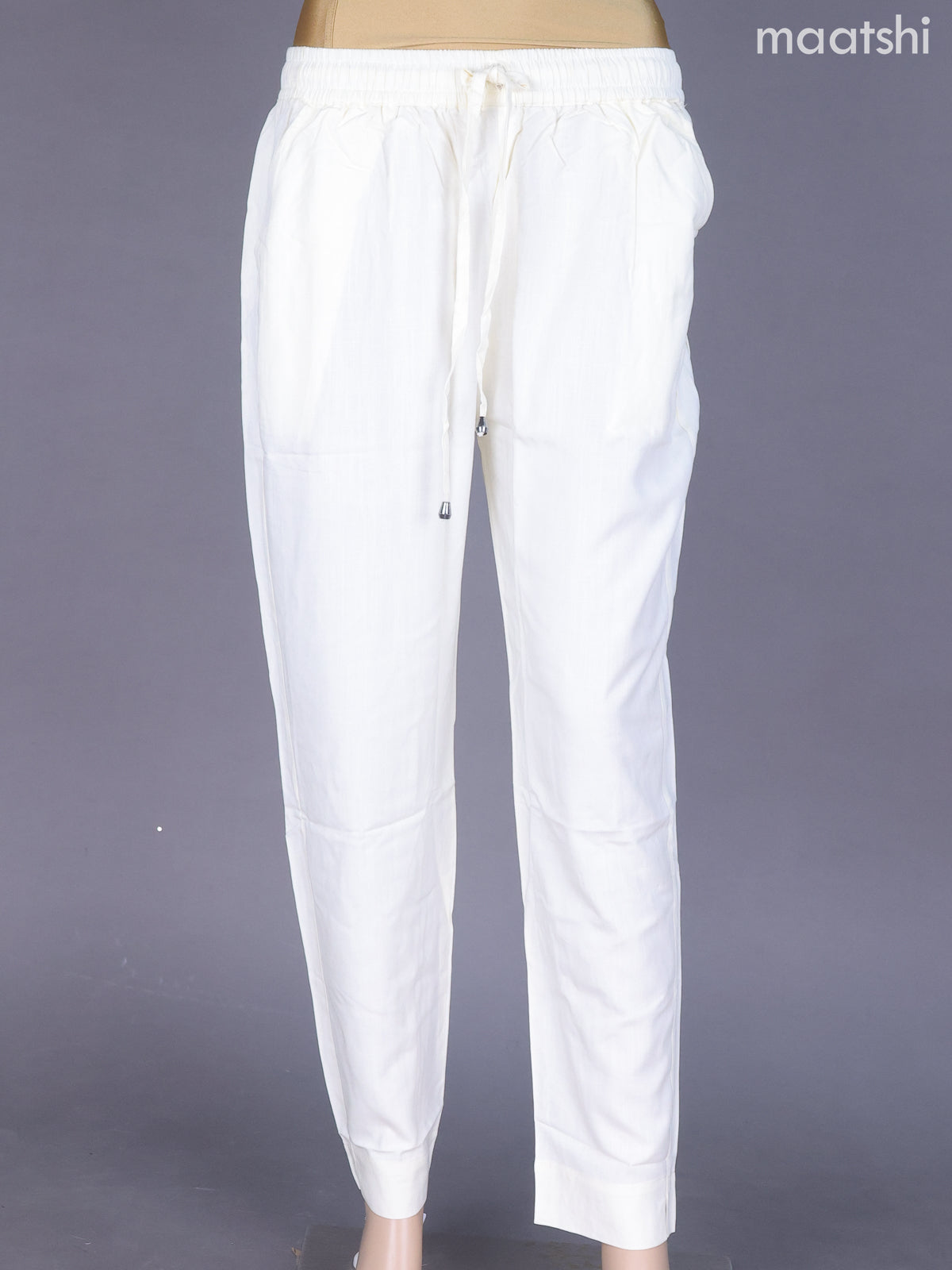 Cream Cotton Straight Cut Pant