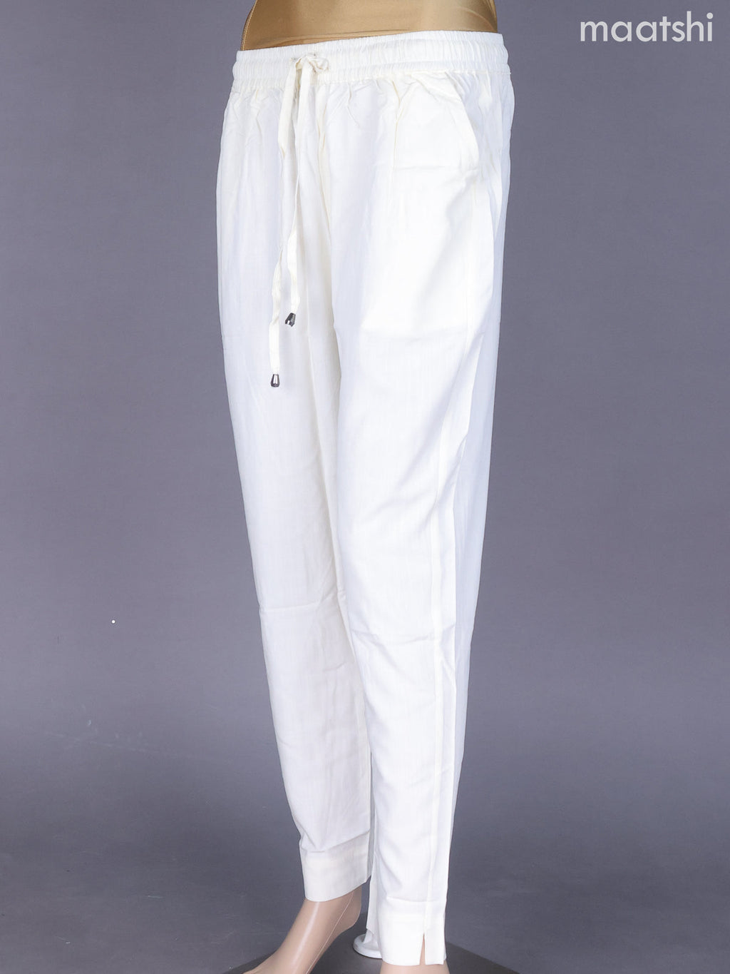 Cream Cotton Straight Cut Pant