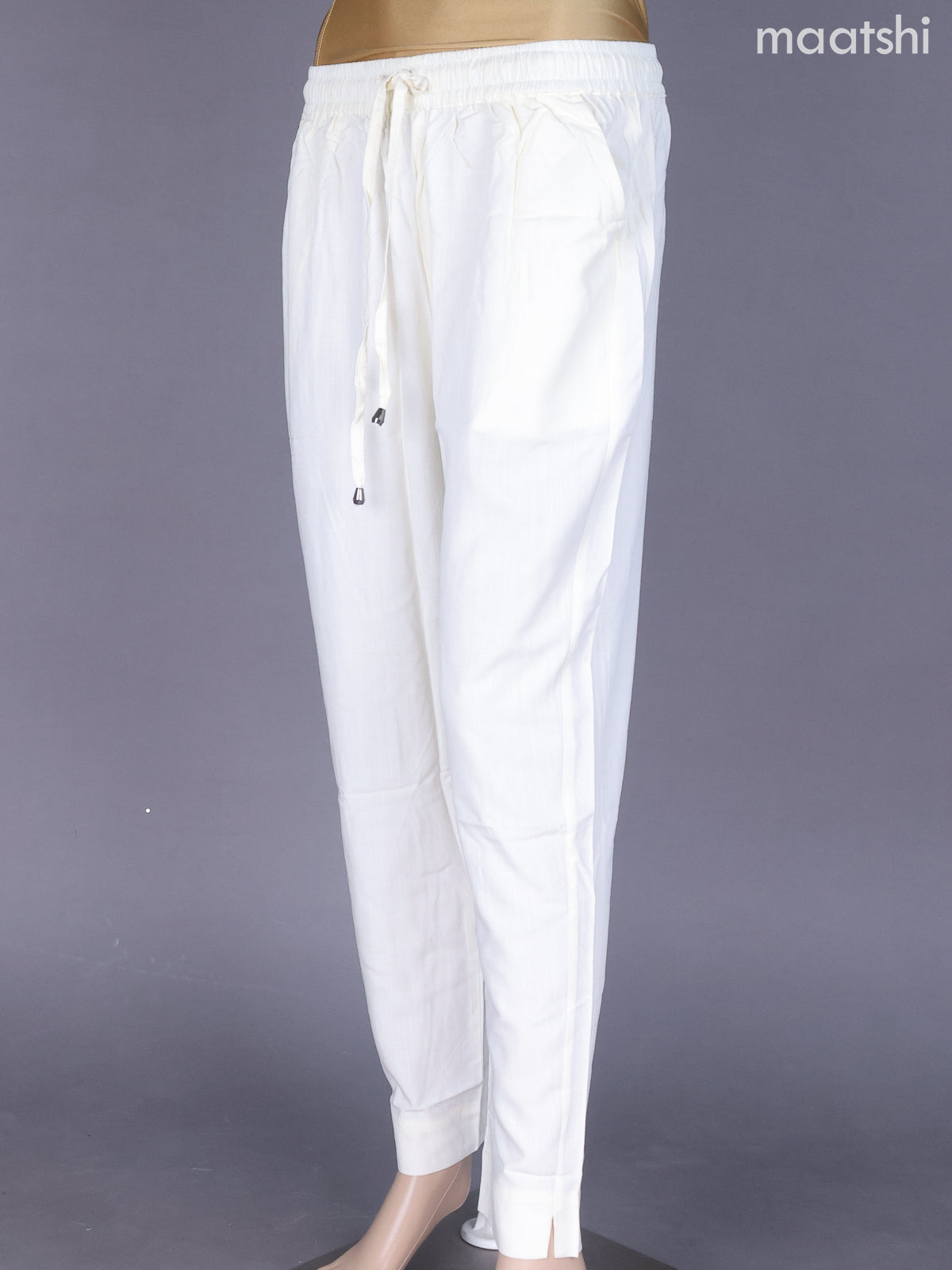 Cream Cotton Straight Cut Pant