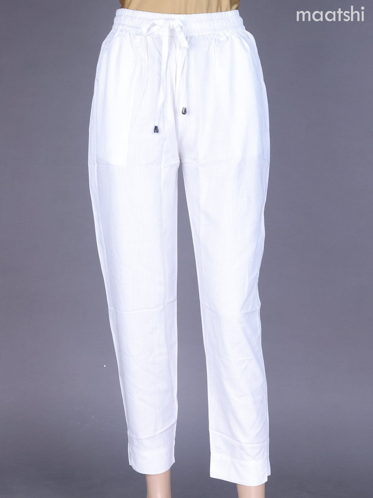Off White Cotton Straight Cut Pant