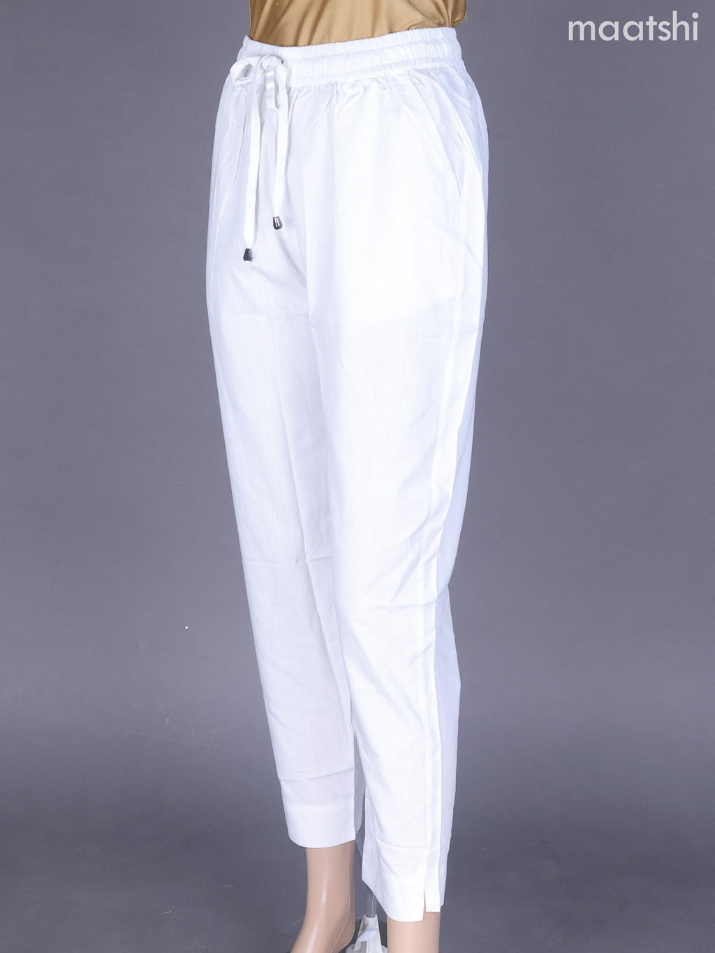 Off White Cotton Straight Cut Pant