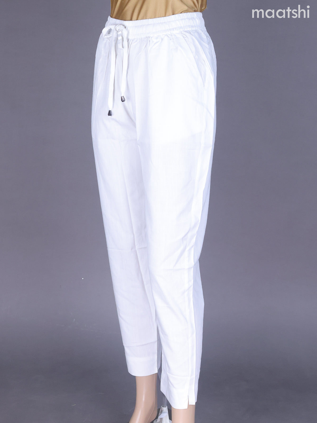 Off White Cotton Straight Cut Pant