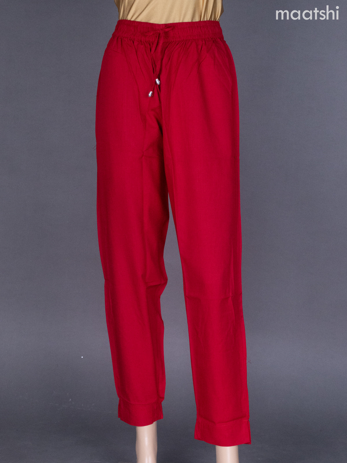 Kumkum Red Cotton Straight Cut Pant