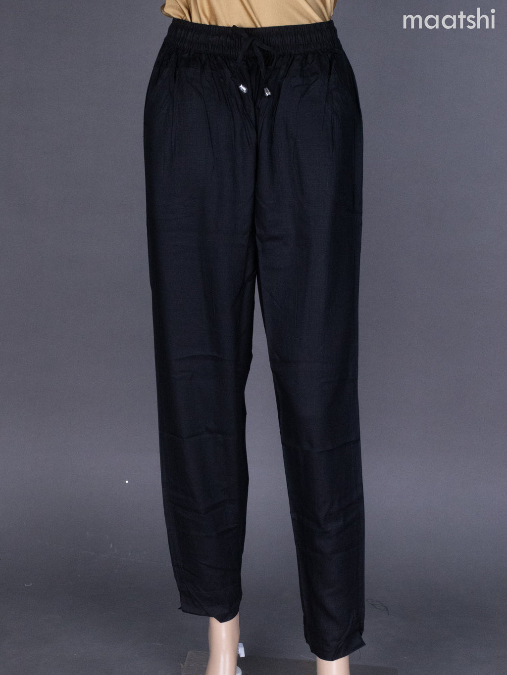 Black Cotton Straight Cut Pant