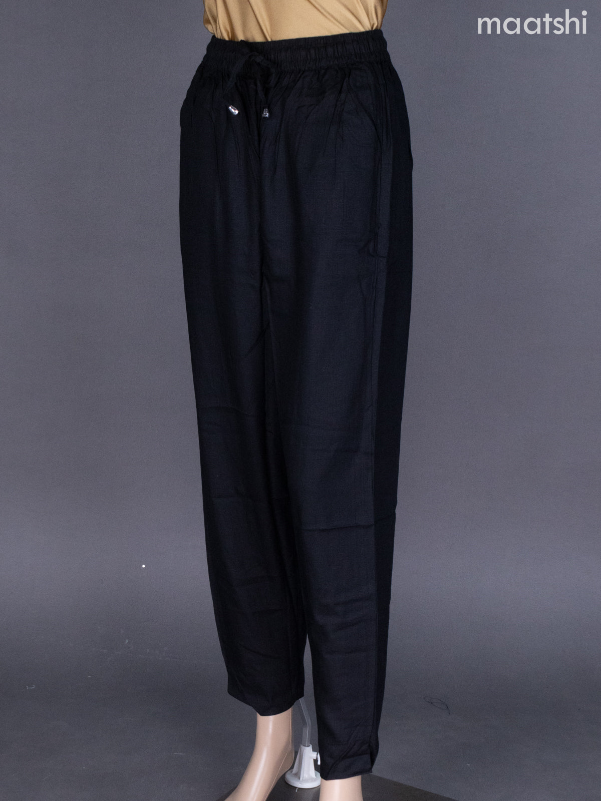 Black Cotton Straight Cut Pant