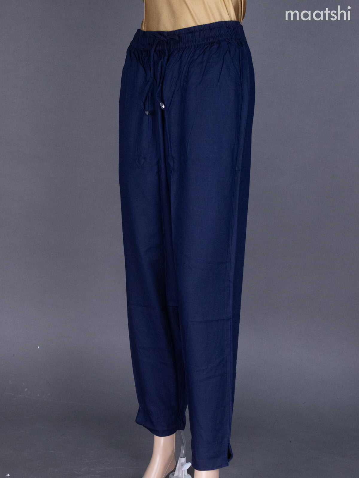 Navy Blue Cotton Straight Cut Pant