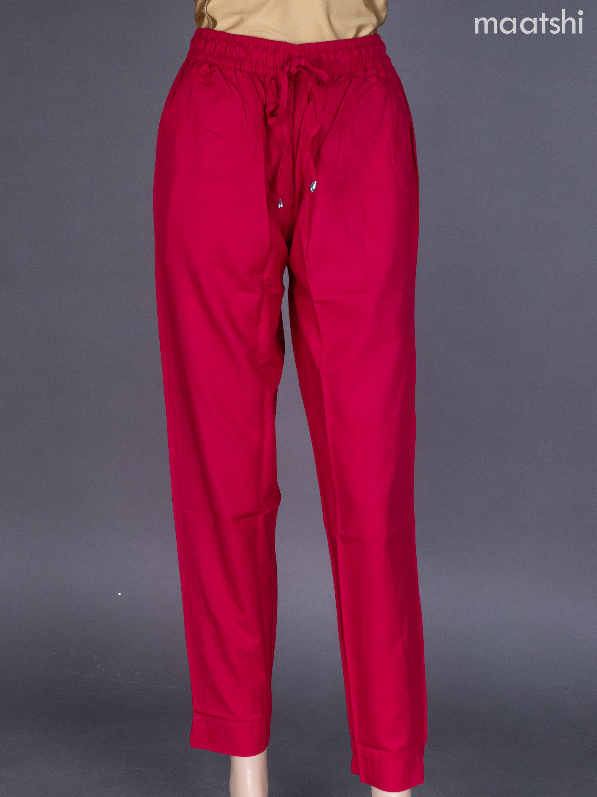 Pink Cotton Straight Cut Pant
