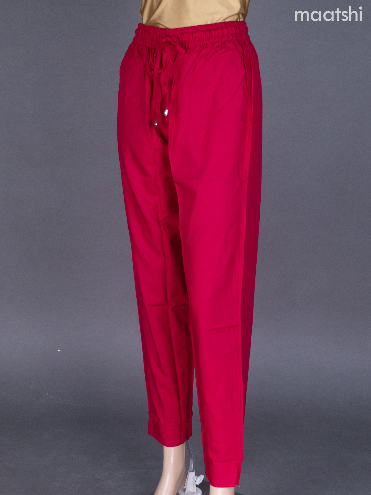 Pink Cotton Straight Cut Pant