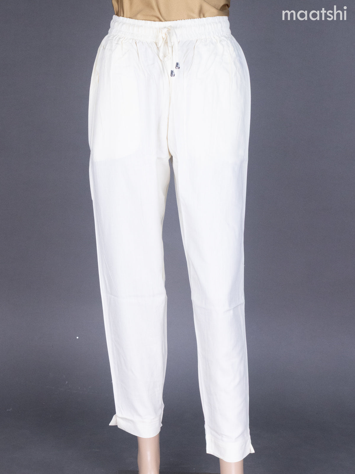 Cream Cotton Straight Cut Pant