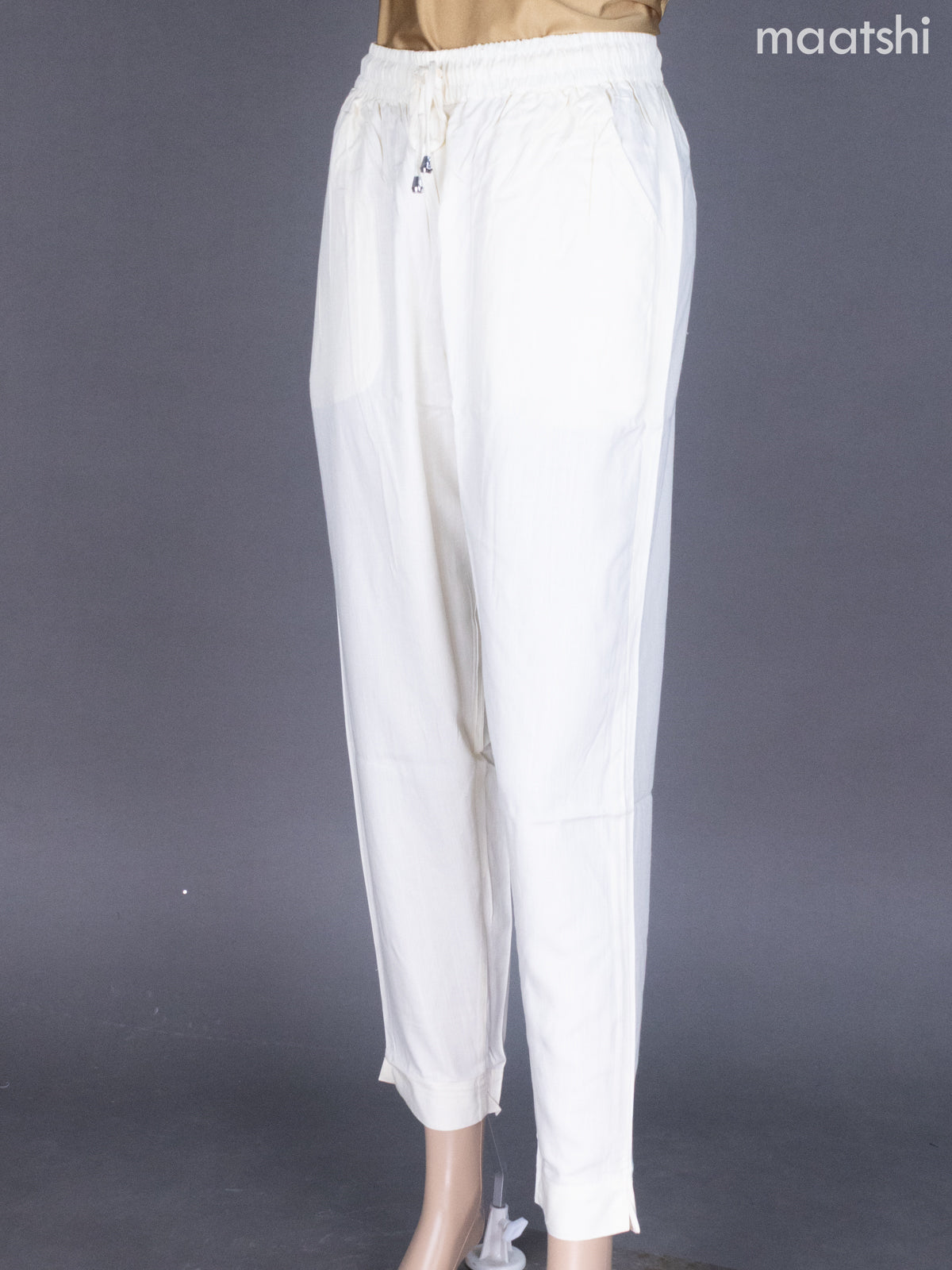 Cream Cotton Straight Cut Pant