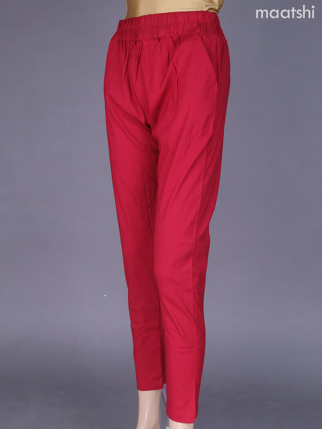 Maroon Cotton Stretchable Pant