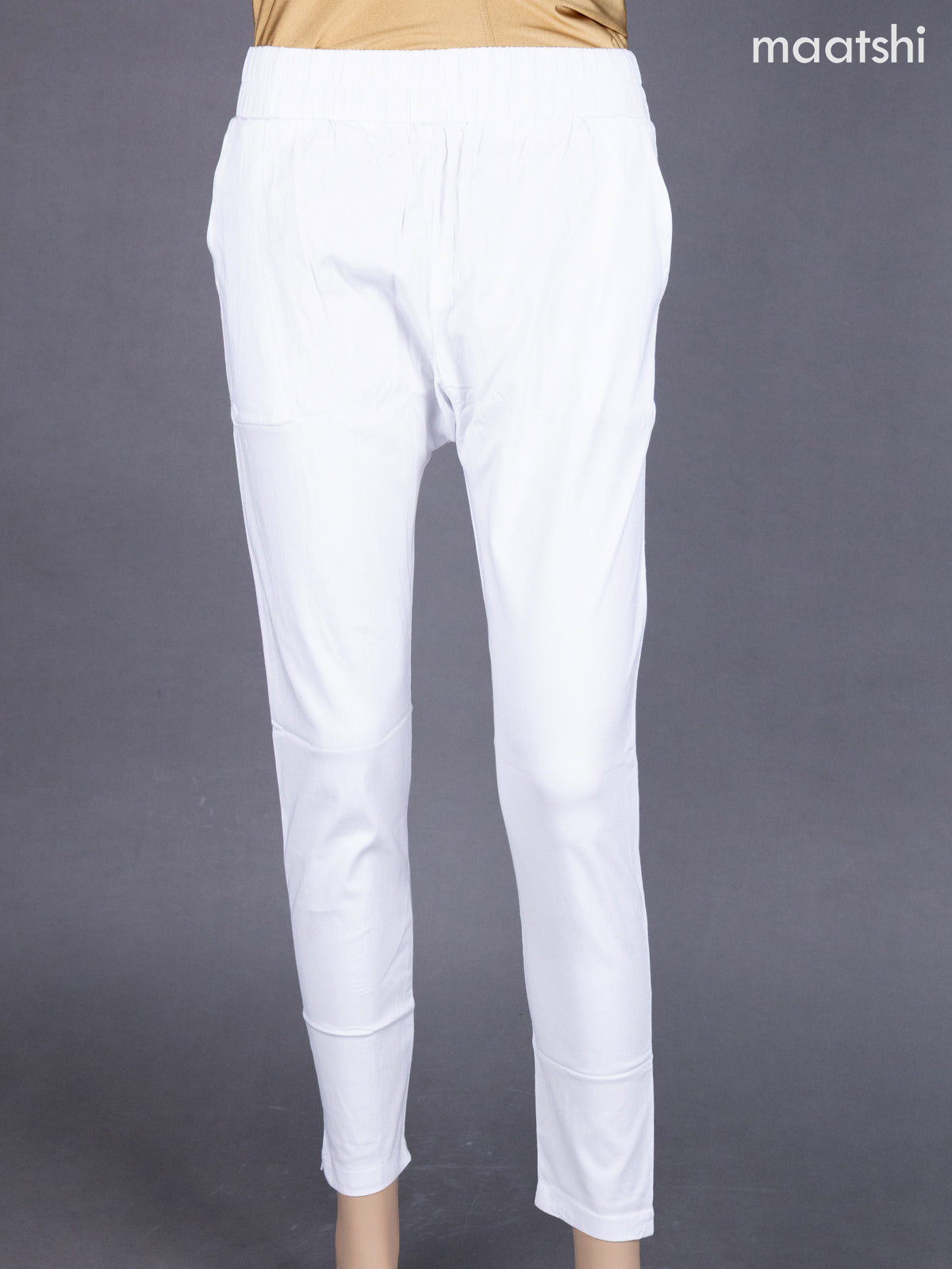 Off White Cotton Stretchable Pant