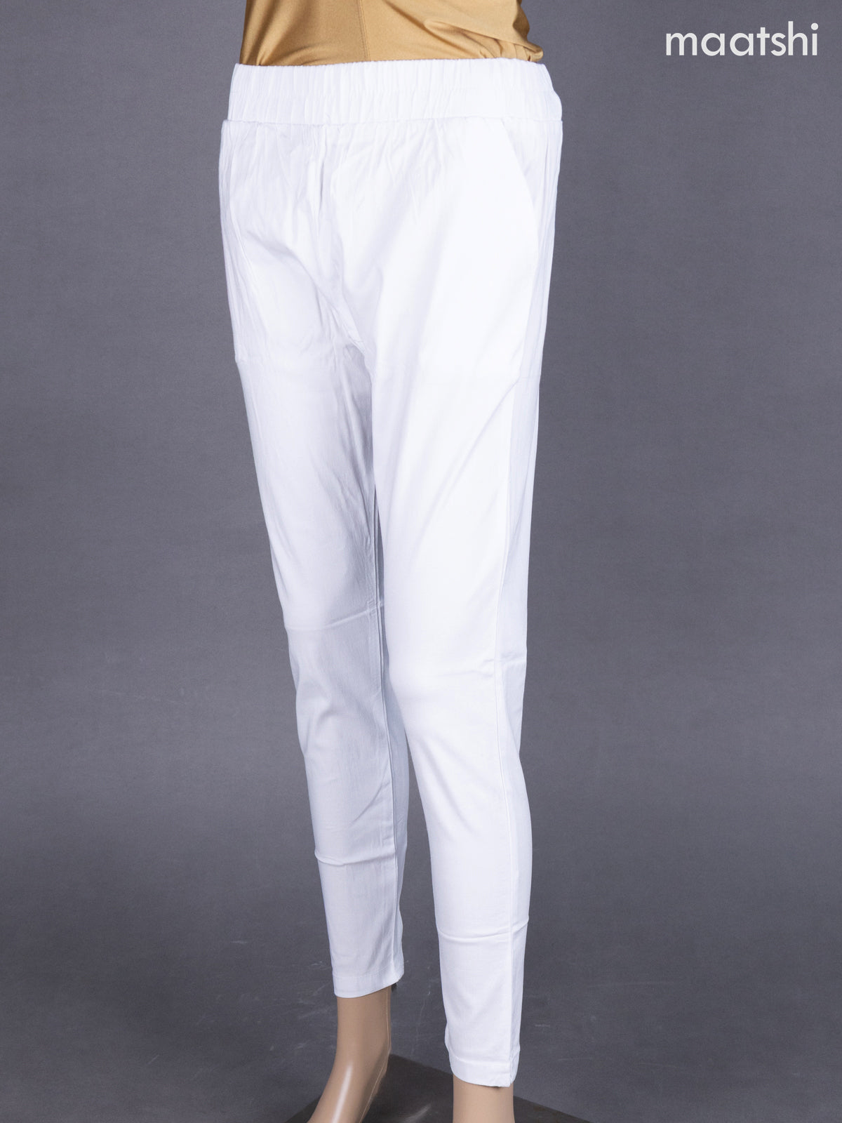 Off White Cotton Stretchable Pant
