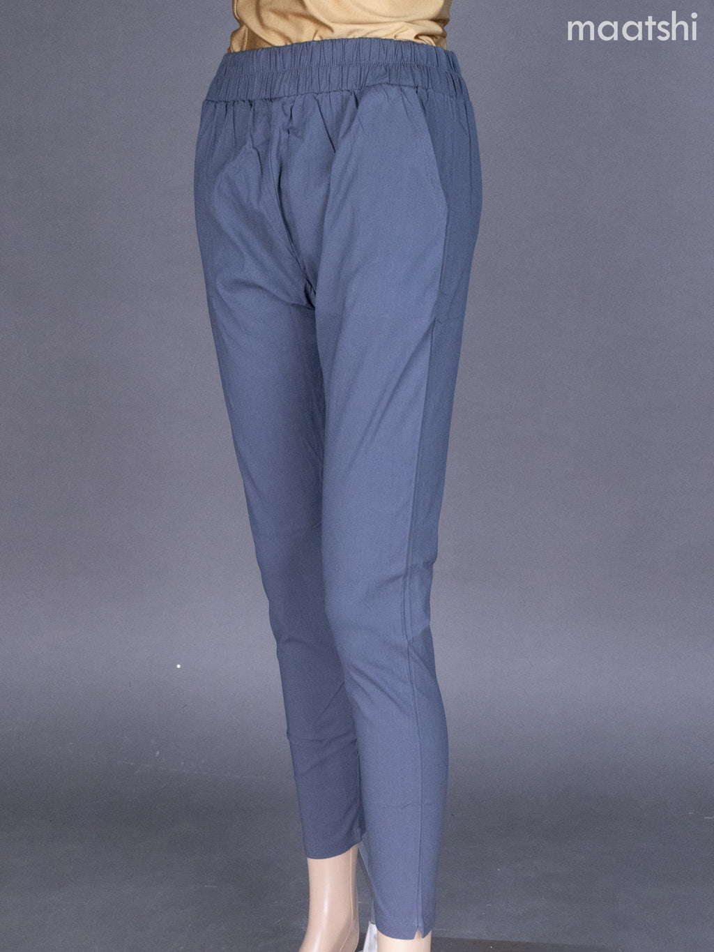 Grey Cotton Stretchable Pant