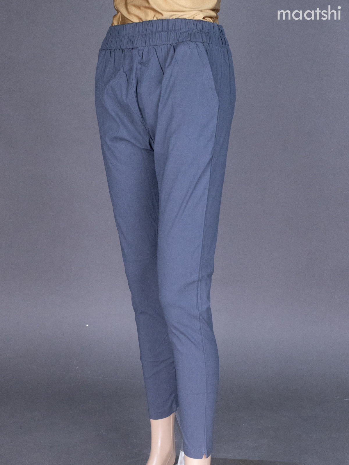 Grey Cotton Stretchable Pant
