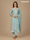 Pastel Green Chanderi Embroidery Work Straight Suit