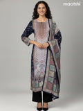Black and Grey Modal Printed Straight Suit