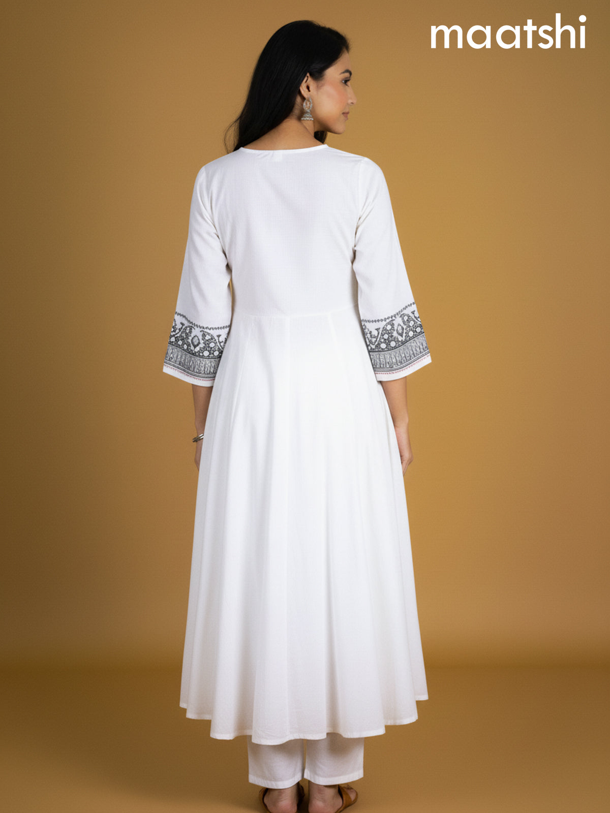 Off White Chanderi Patch Work Anarkali Suit