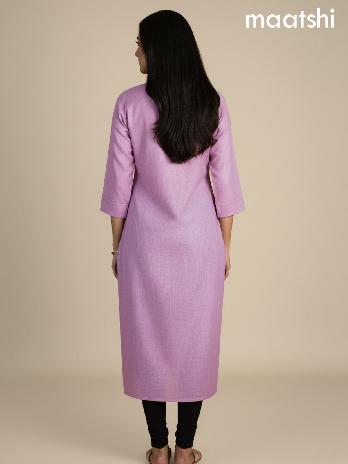 Pastel Pink Viscose Rayon Embroidery Work Straight Kurti