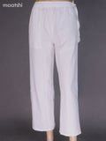 Off White Cotton Semi Palazzo Pant