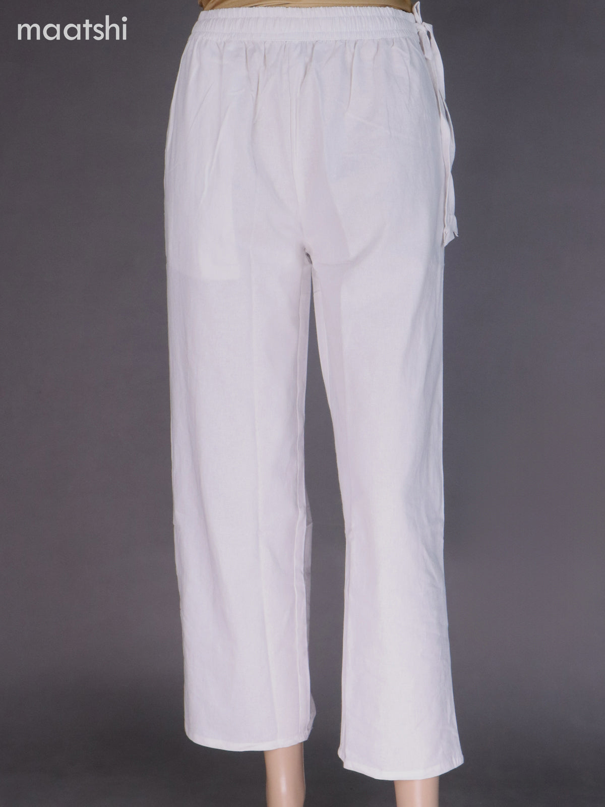 Off White Cotton Semi Palazzo Pant
