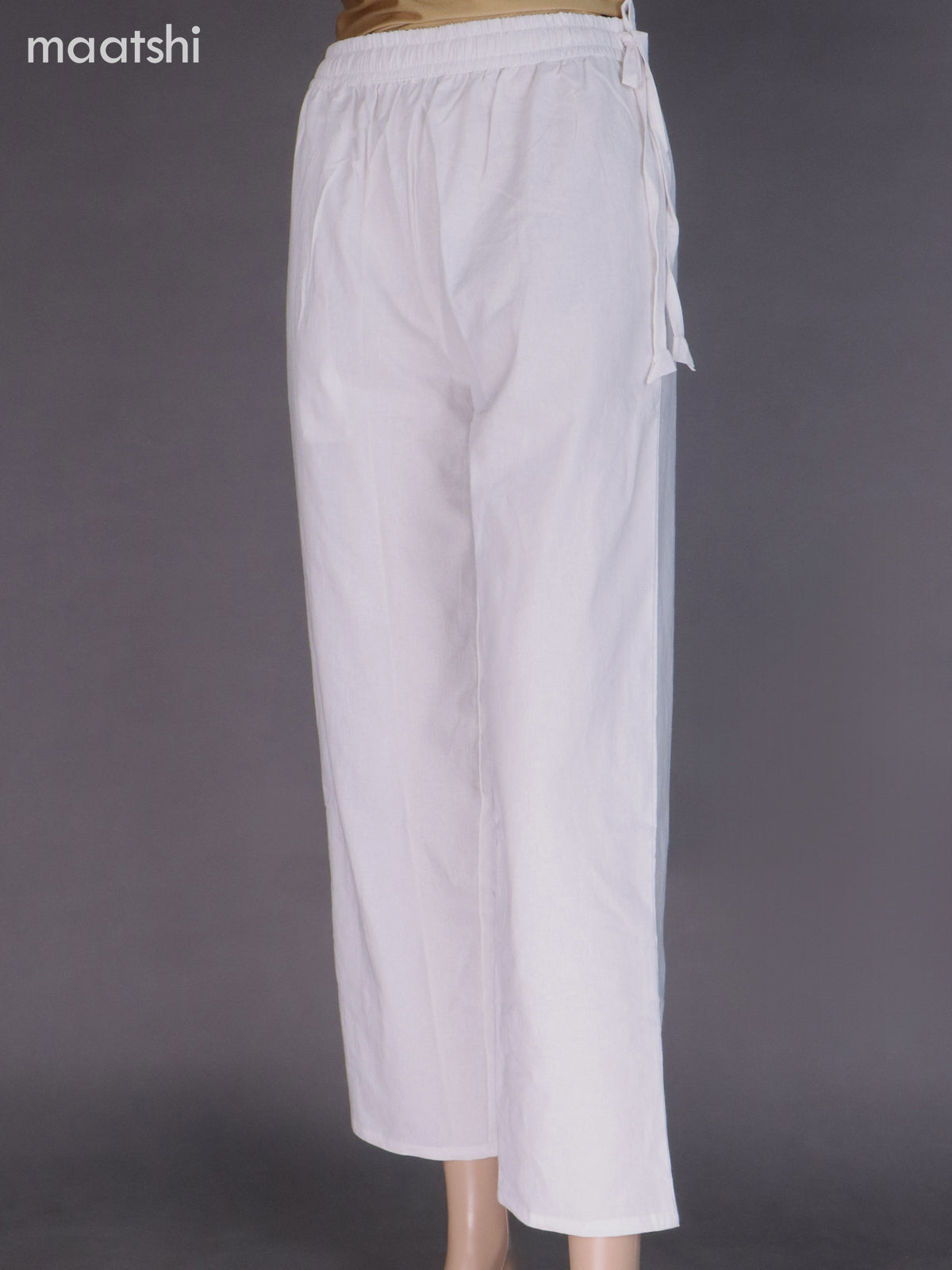 Off White Cotton Semi Palazzo Pant