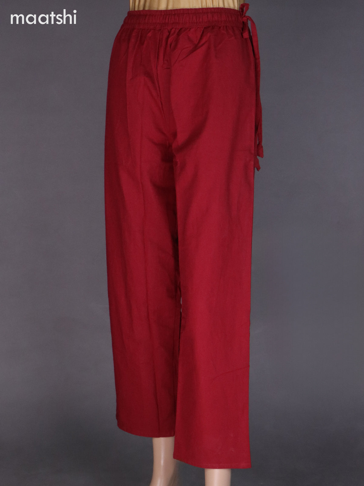Maroon Cotton Semi Palazzo Pant