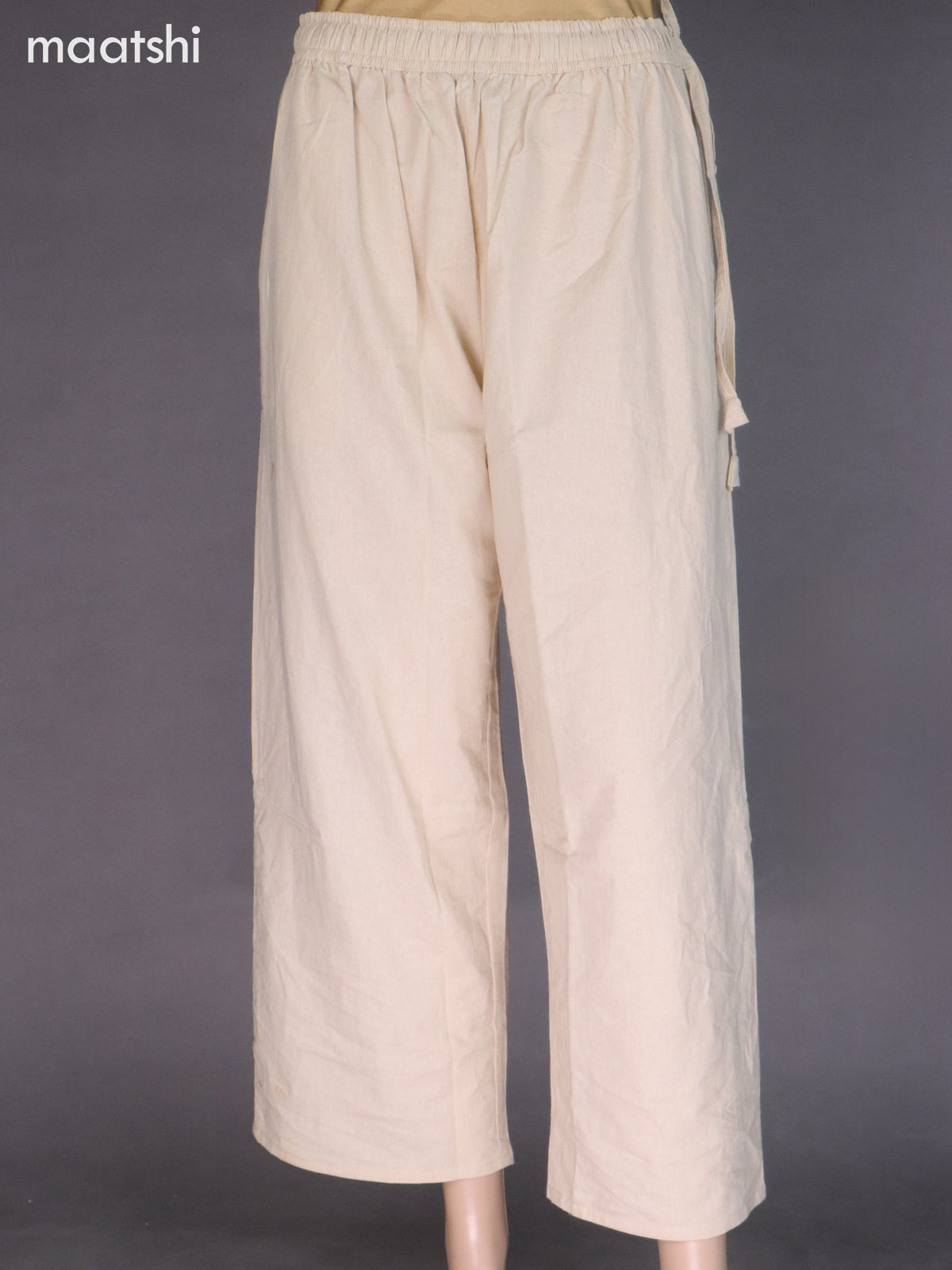 Cream Cotton Semi Palazzo Pant