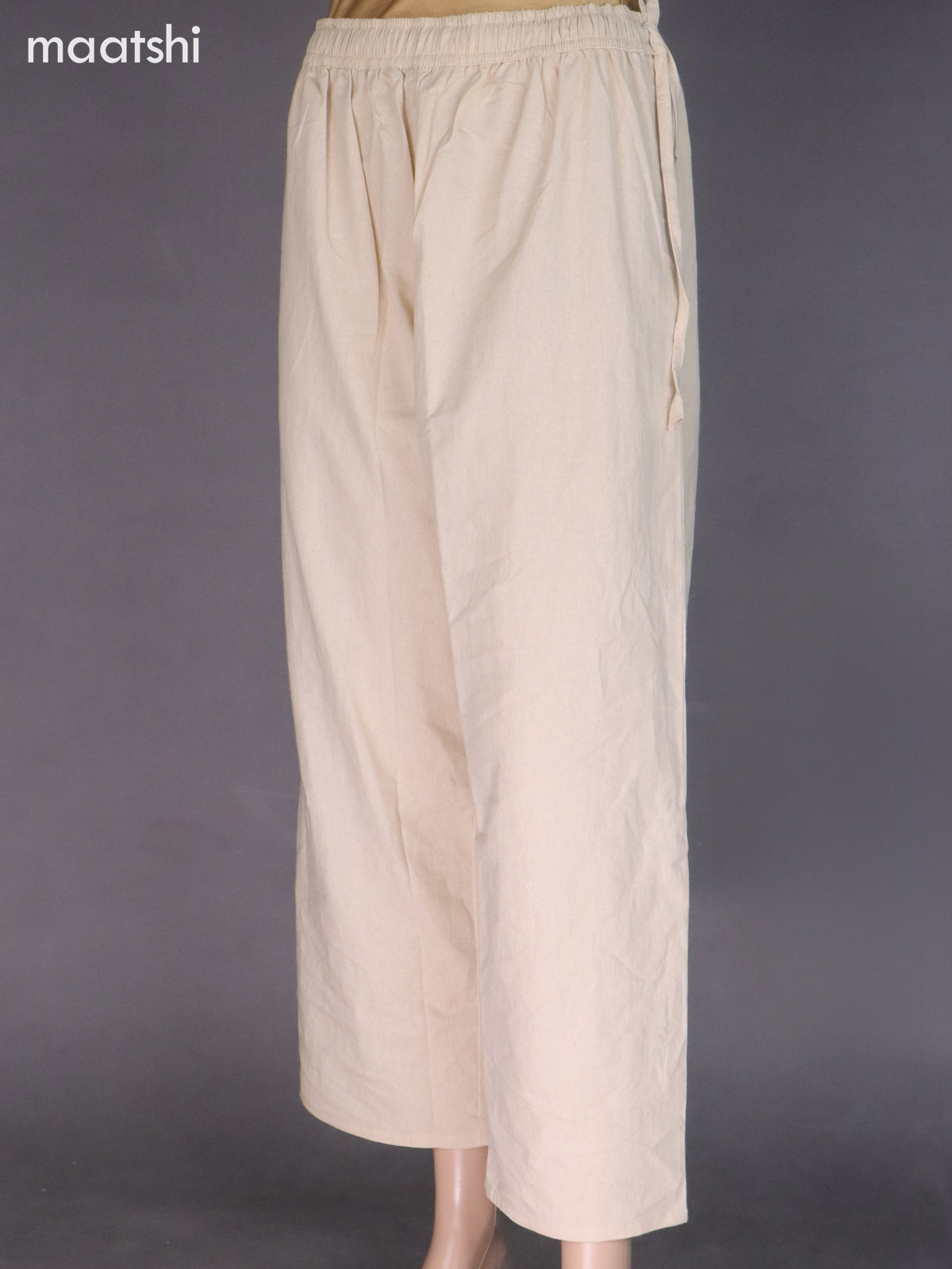 Cream Cotton Semi Palazzo Pant
