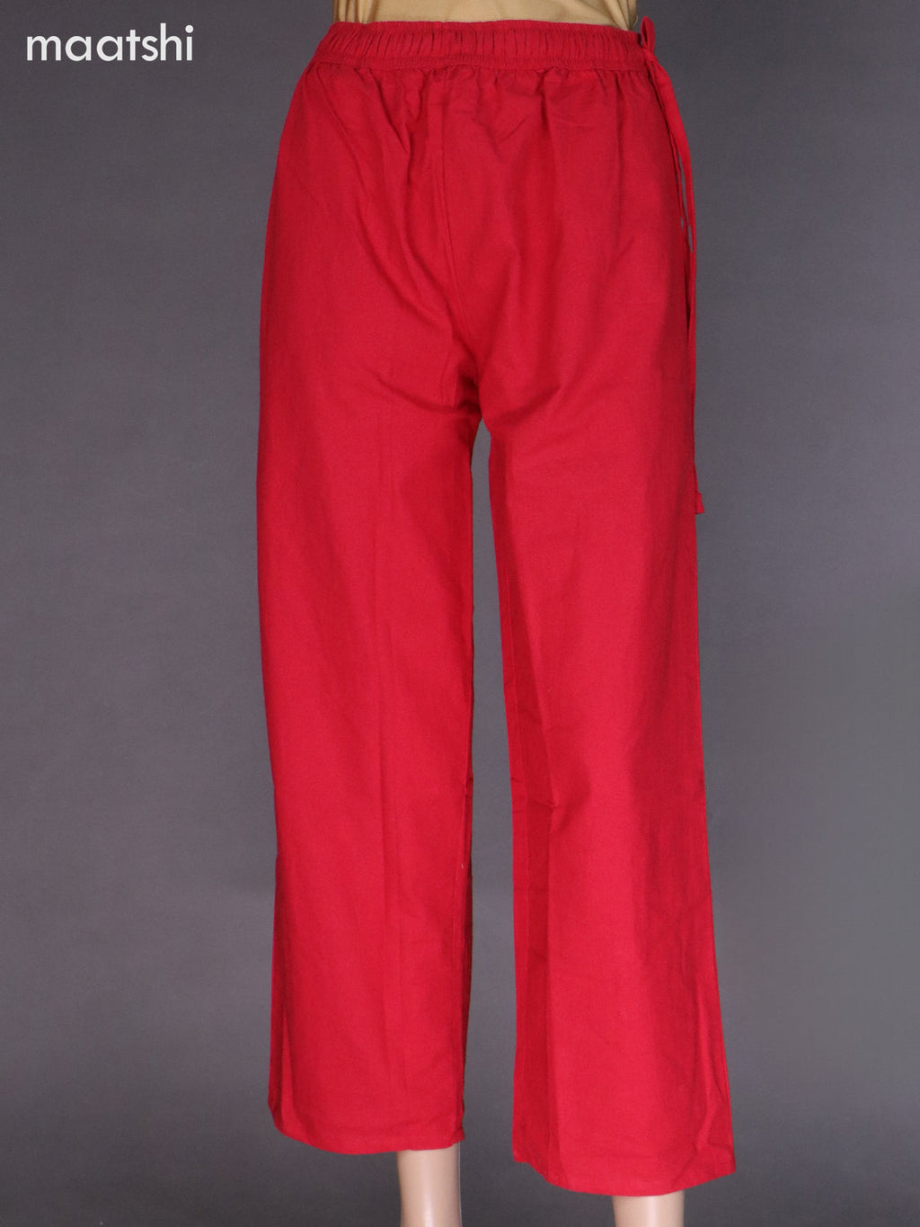 Red Cotton Semi Palazzo Pant