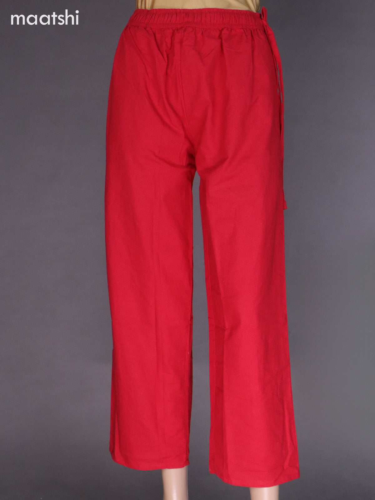 Red Cotton Semi Palazzo Pant
