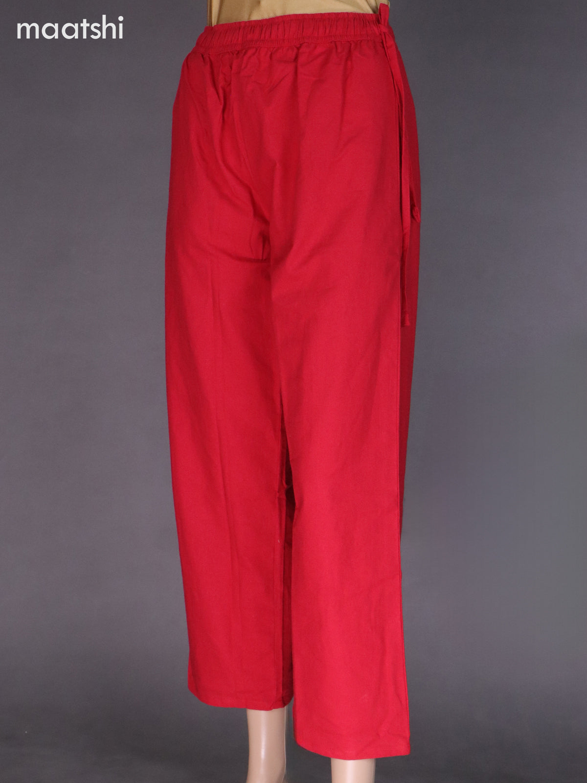 Red Cotton Semi Palazzo Pant