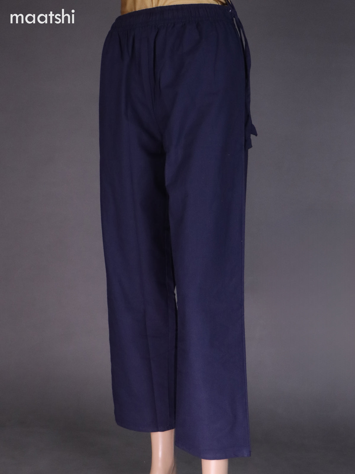 Navy Blue Cotton  Semi Palazzo Pant