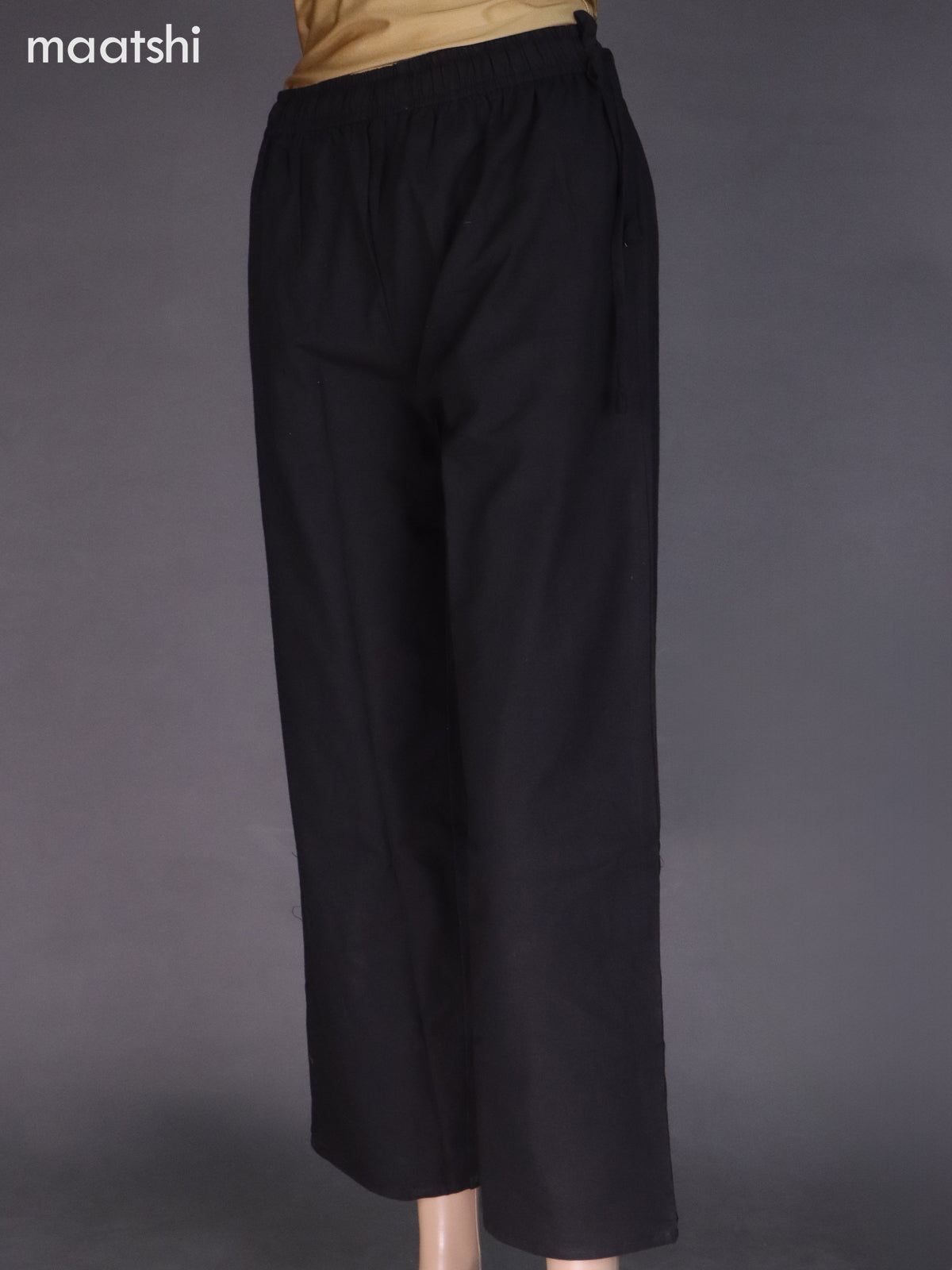 Black Cotton Semi Palazzo Pant