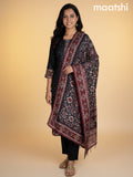 Black Muslin Ikat Weaves Straight Suit