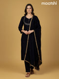 Black Mul Chanderi Beaded Work Straight Suit