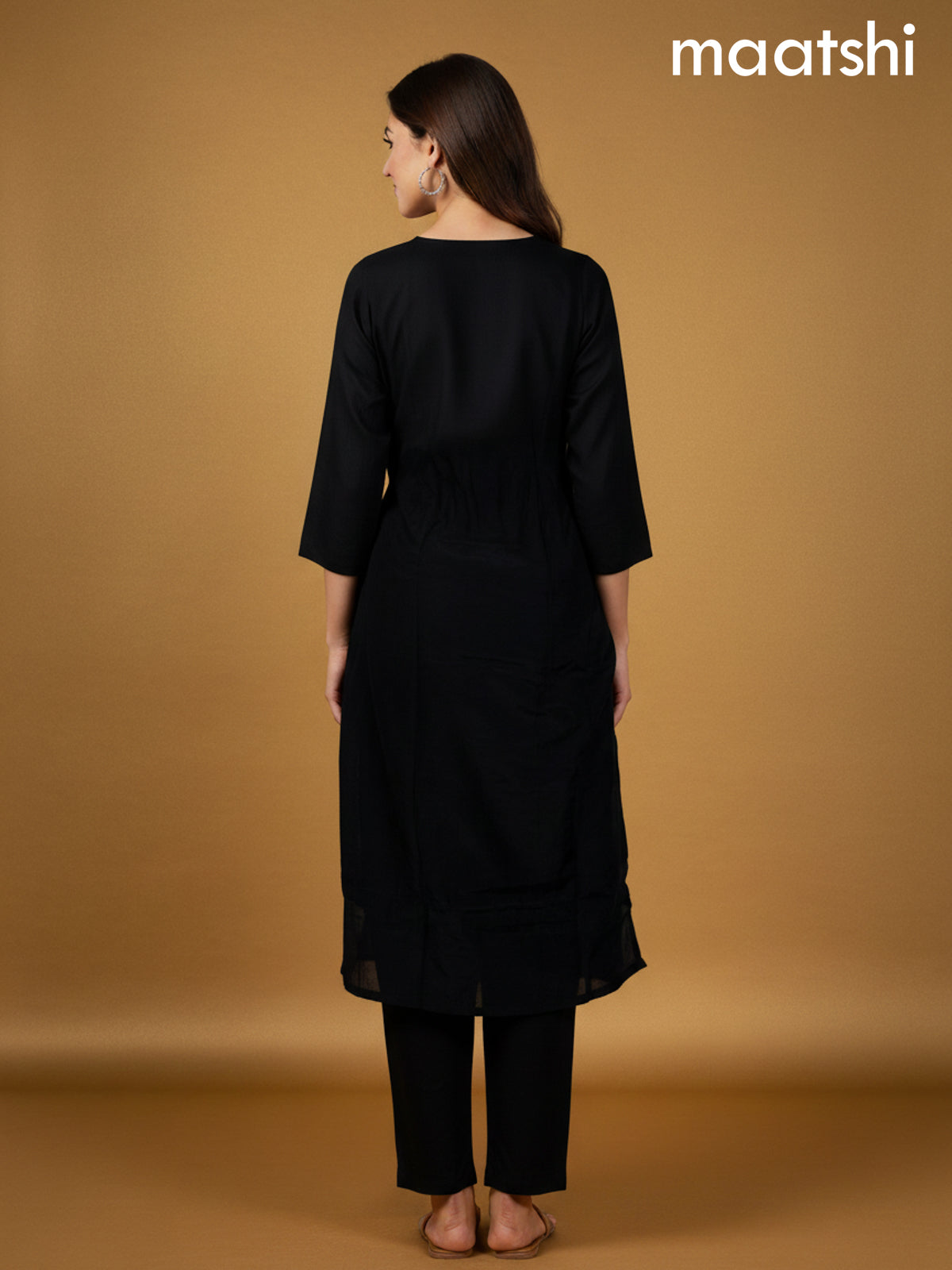 Black Mul Chanderi Beaded Work Straight Suit