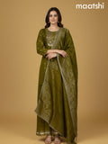 Mehendi Green Semi Silk Gotta Patti Work Short Suit