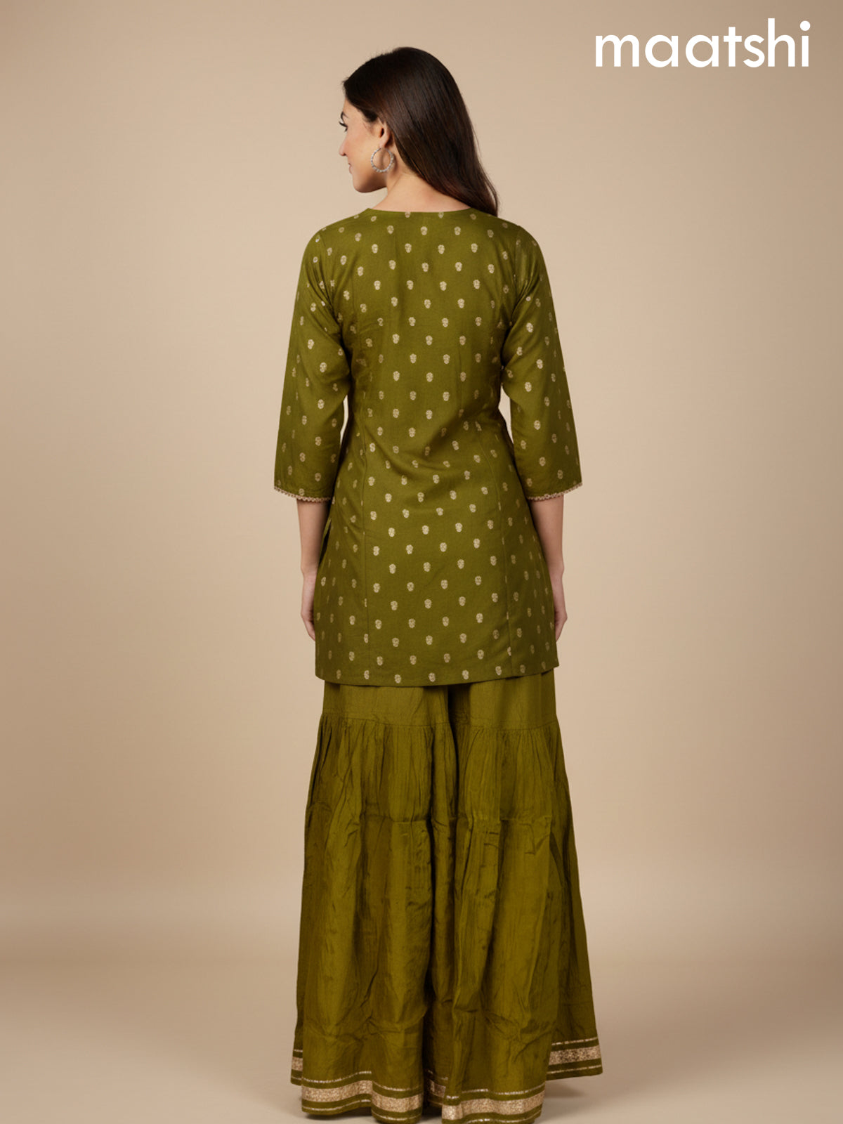 Mehendi Green Semi Silk Gotta Patti Work Short Suit