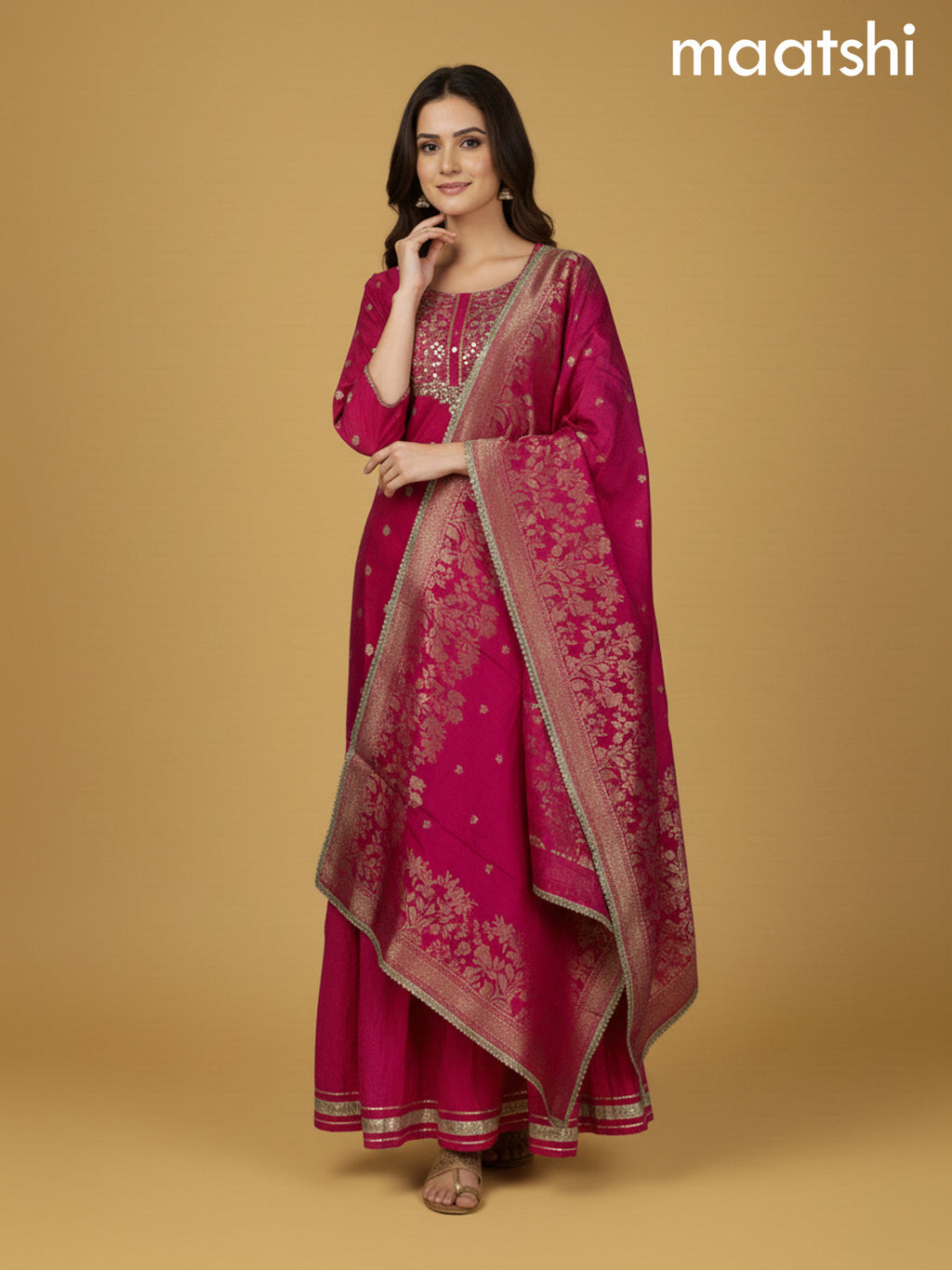 Pink Semi Silk Gotta Patti Work Short Suit