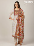 Off White Muslin Printed Straight Suit