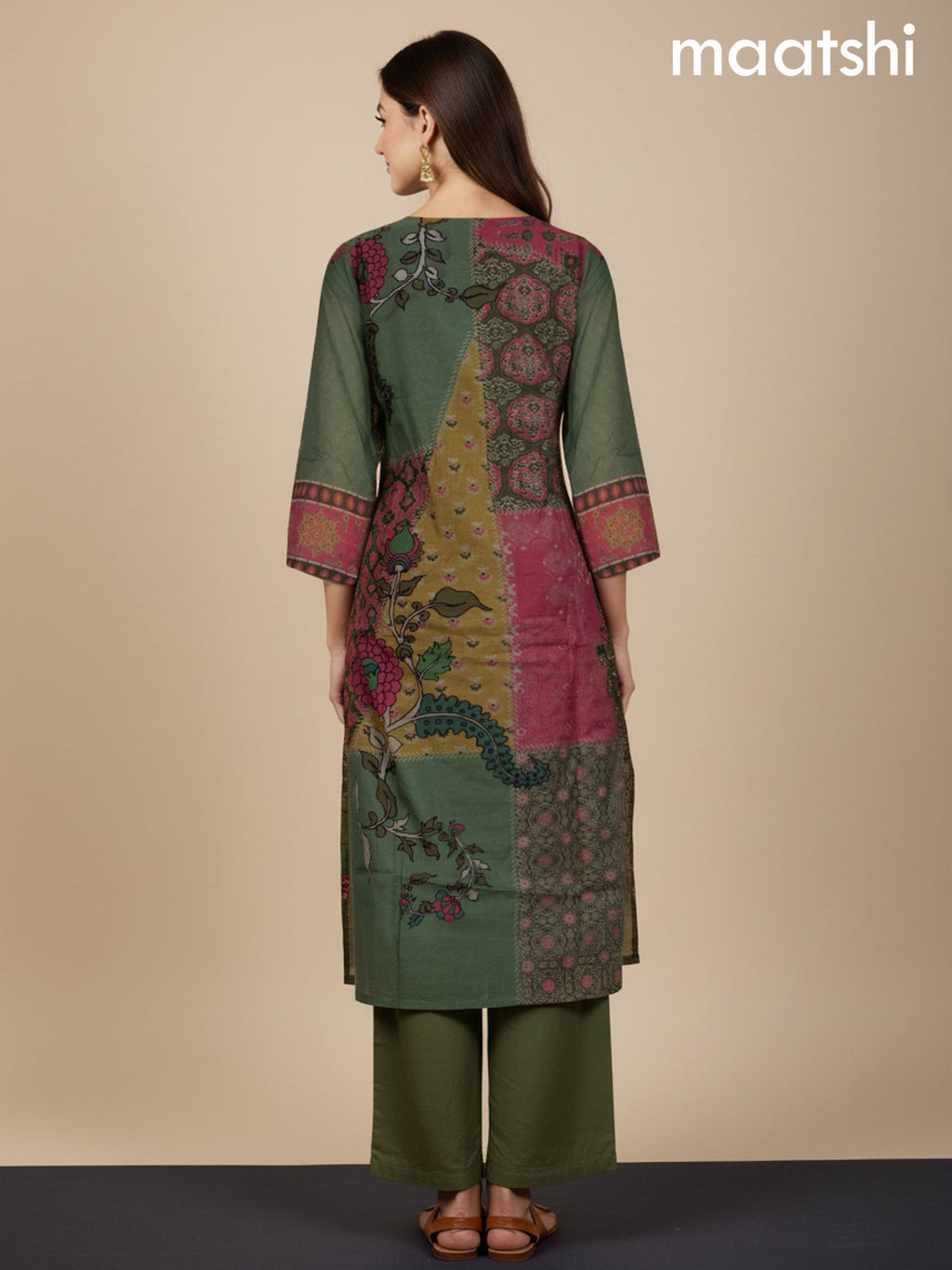 Green Shade Chanderi Sequin Straight Suit