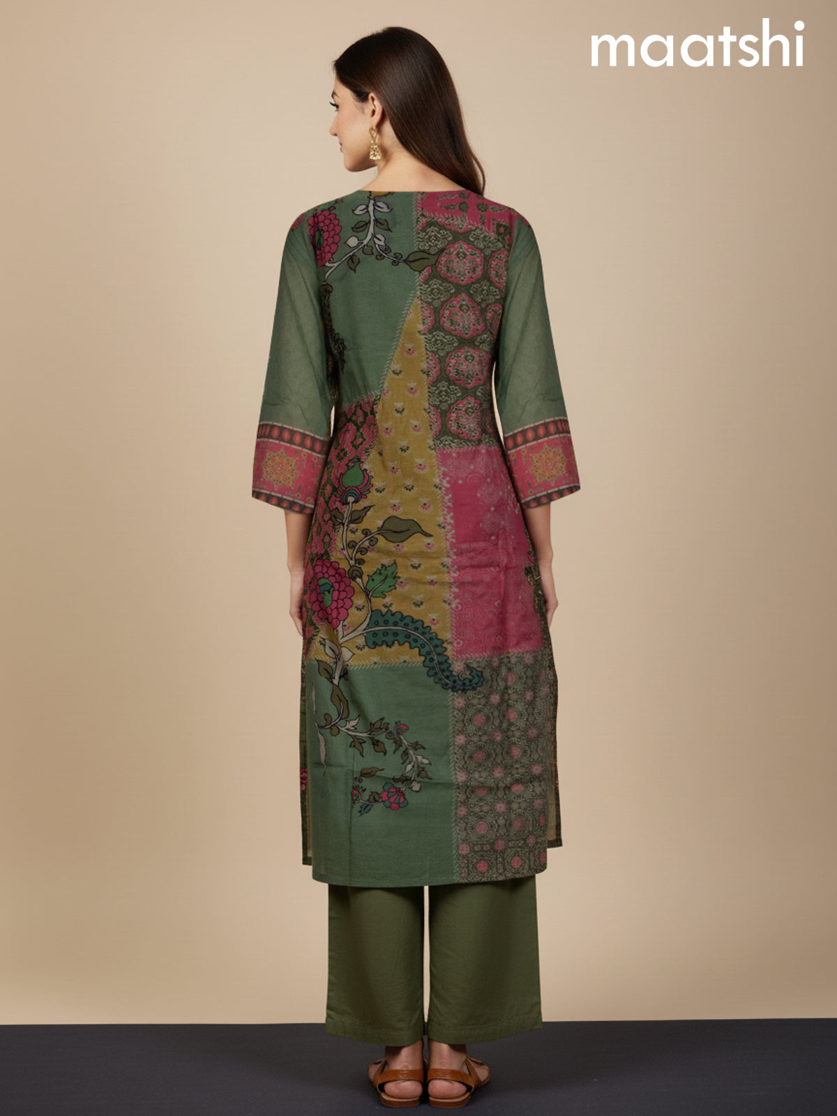 Green Shade Chanderi Sequin Straight Suit